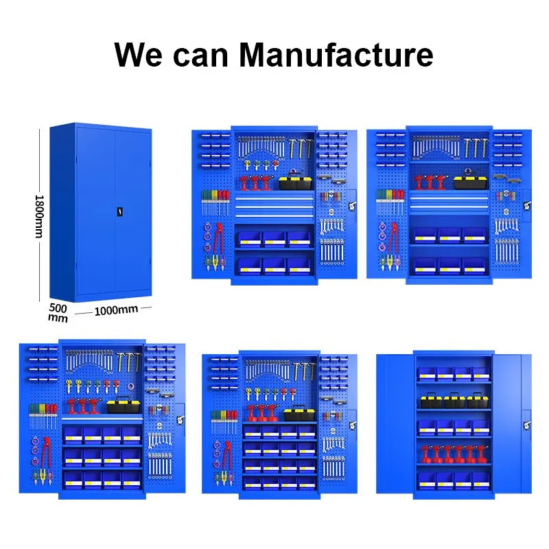 Double Door with Drawers and Shelves Garage Storage Workshop Use Heavy Duty Shelf Tool Drawer Cabinets