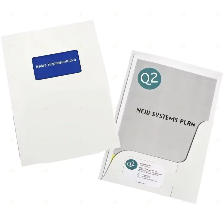 Custom Printed Multi-pocket File Folder Cardboard Paper Presentation File Folder for Documents