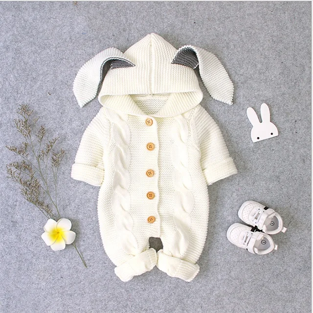 
Горячая Распродажа; Детские комбинезоны; Детские стереоскопического: толстовка с кроличьими ушками на капюшоне для маленьких + комбинезон; Вязаные свитера для малышей, Одежда для новорожденных 