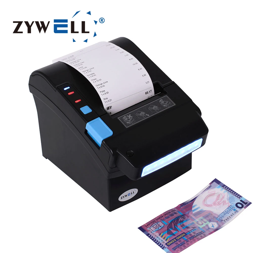 Zywell POS System Printer  With Money Detector UV Light ZY906 Unique 80mm Thermal Receipt Printer