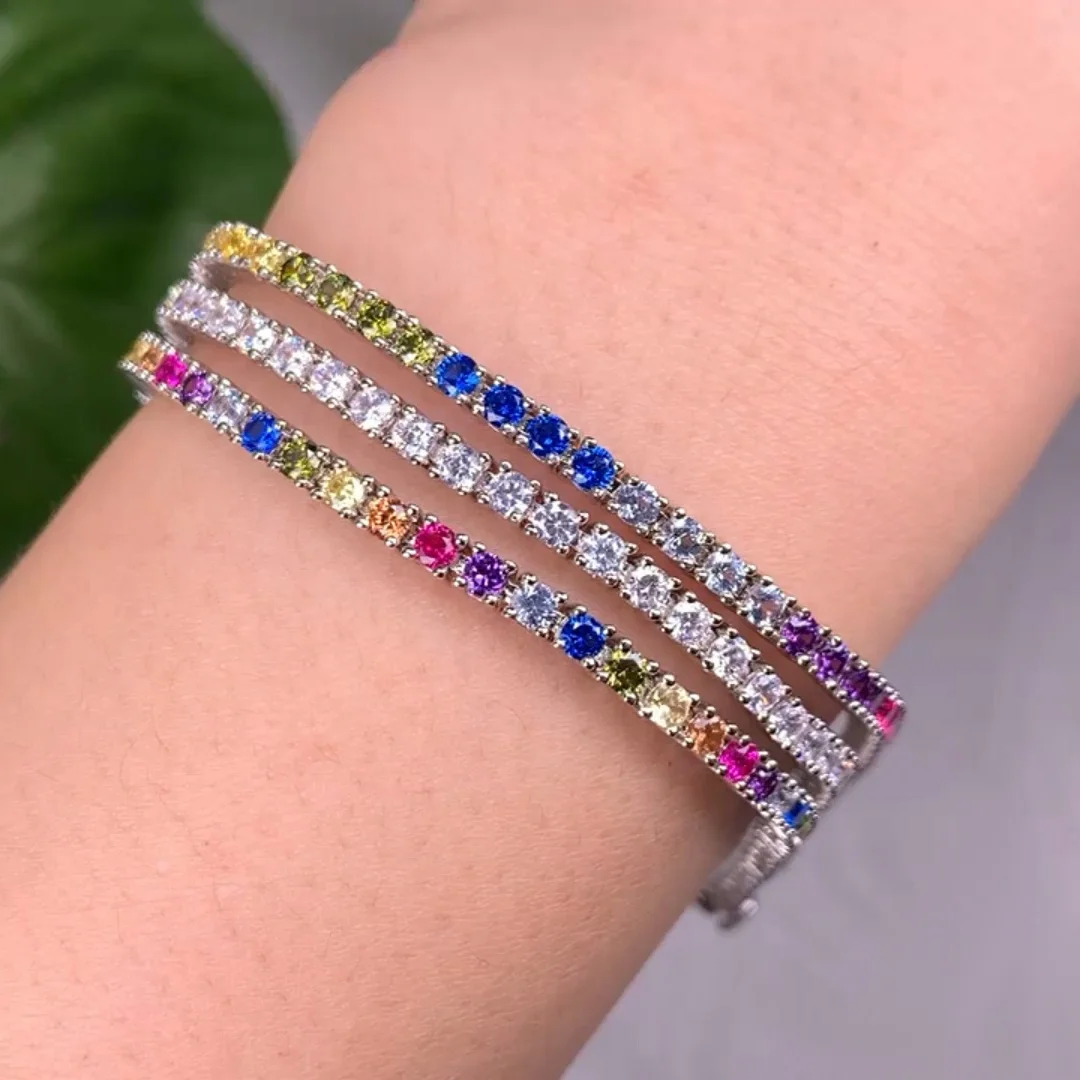 pulsera de tenis Multi-Gemstone jewelry rainbow tennis bracelet 925 sterling silver bracelet women