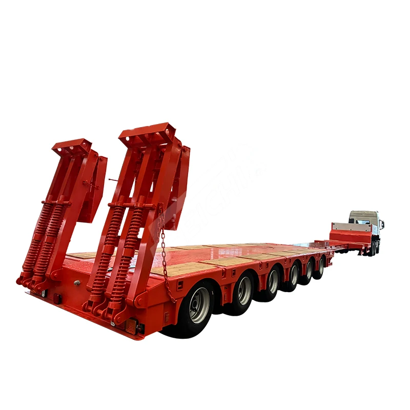 6 Axle Low Bed Trailer Length 16 Meters 8 Meters Pull-out Expansion Airbag Lifted Lowbed Semi Truck Trailer