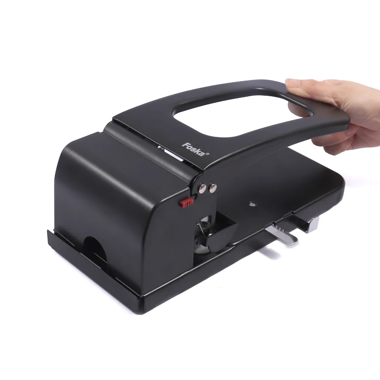 Foska Fast Punching and Clean Cuts Labor Saving Lever Structure Large Metal Paper Puncher With Metal Paper Guide