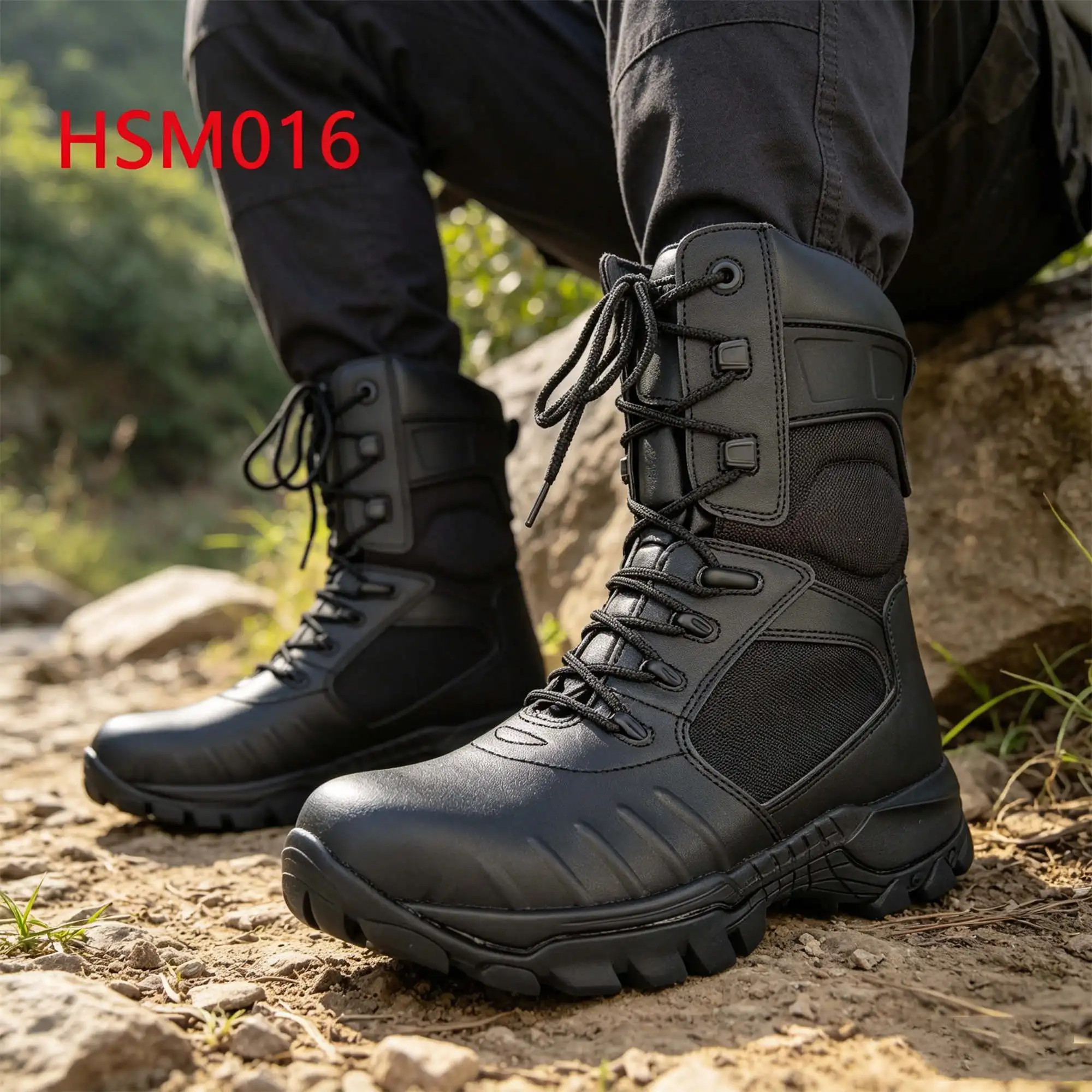 ZYF,All-Terrain Ready One Pair Available Heel Lock Design Combat Boots Reduce Foot Strain Outsole Black Tactical Boots HSM016