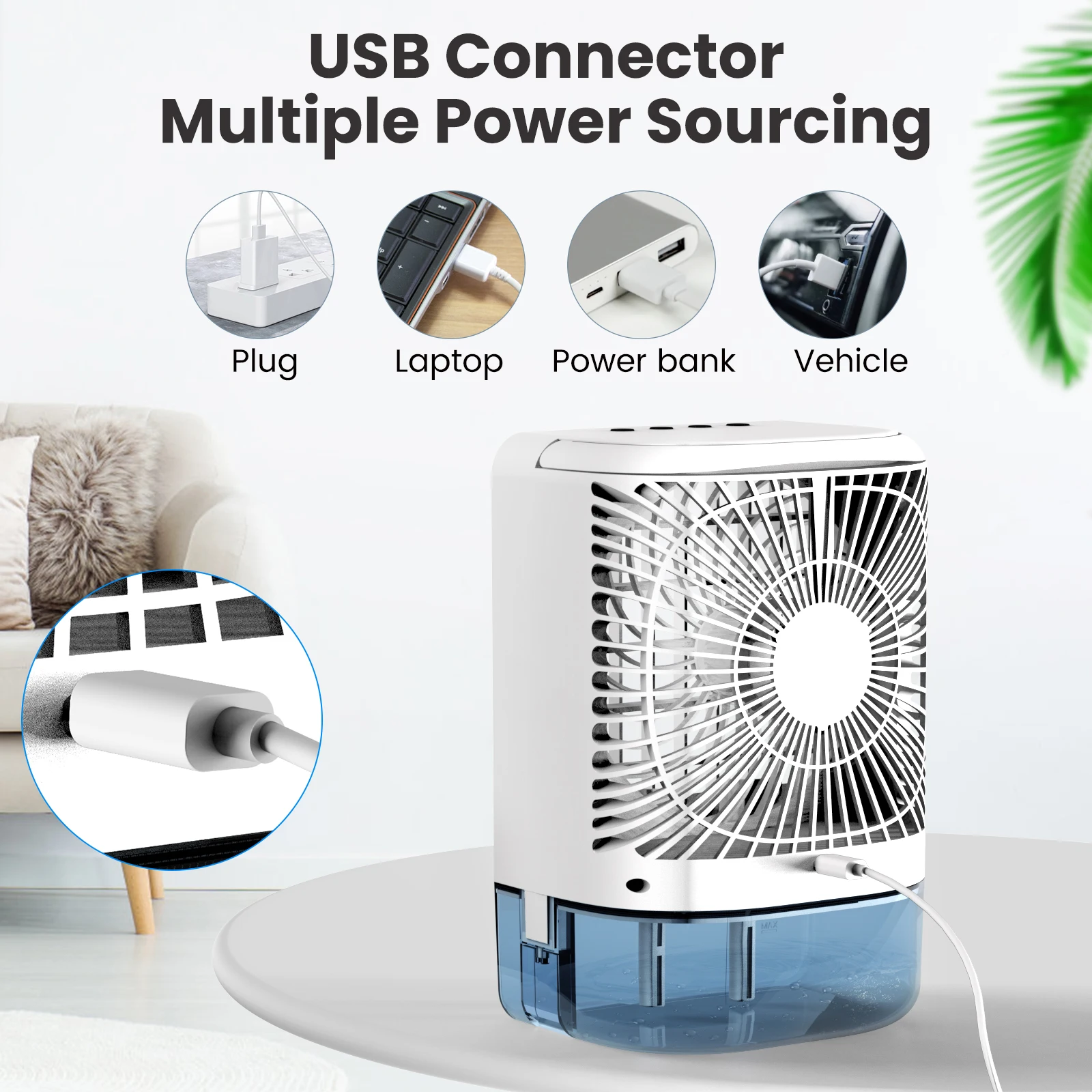 7色LEDライト付きポータブルエアコンホームオフィス用ミニUSB