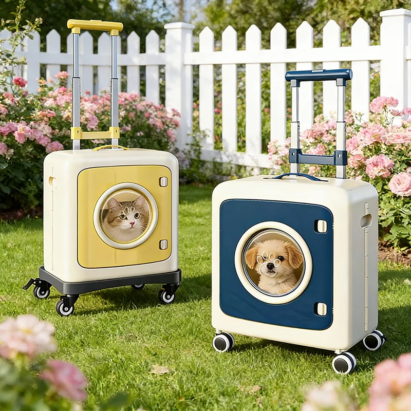 Pet Stroller with Storage Bag Foldable Travel Carrier for Cats Dogs Large Capacity Portable Pet Cage with Wheels