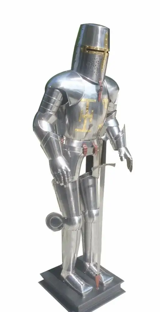 Medieval Crusader Suit Of Armor Full Body Armour Suit Sword Halloween Costume Templar Knight