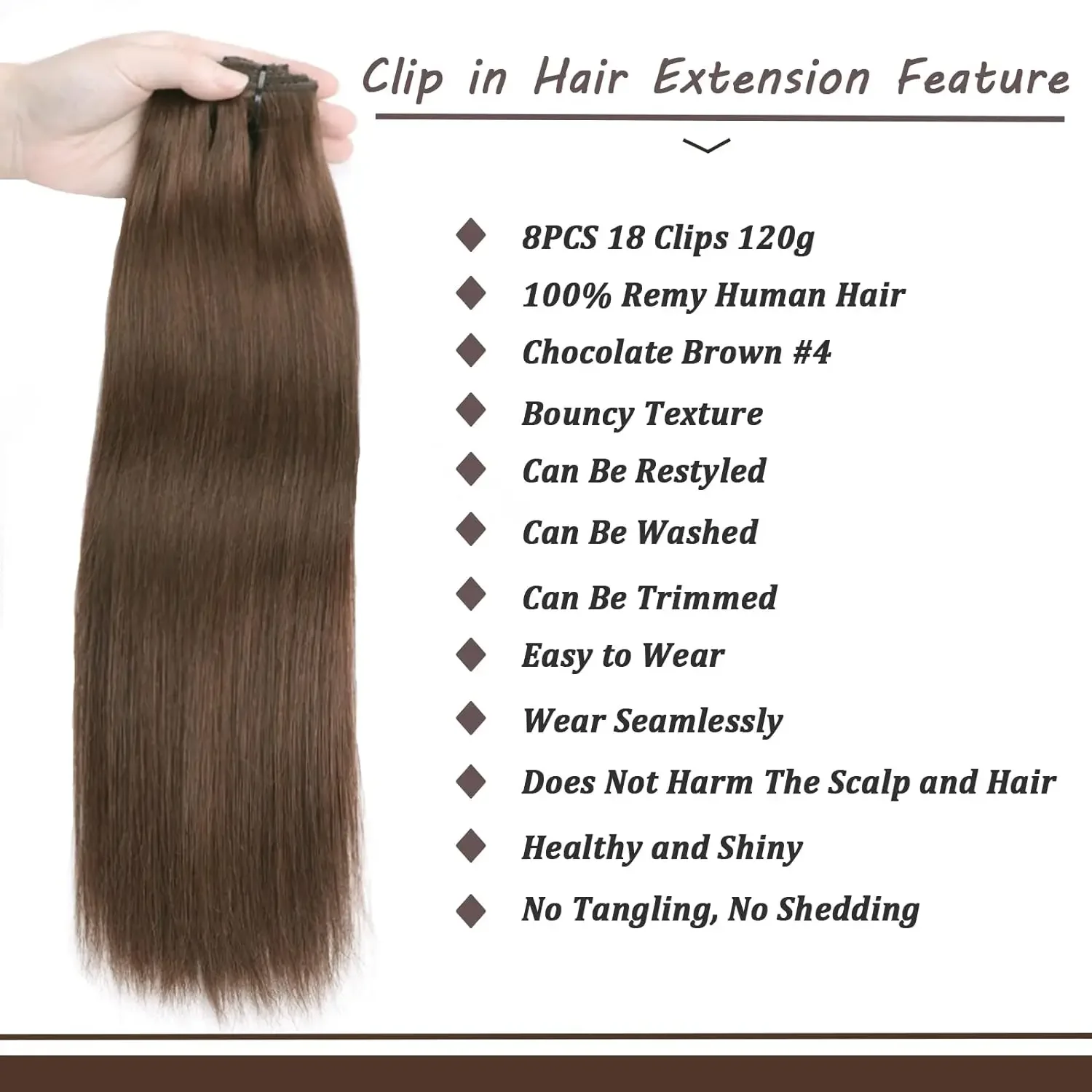 Glattes Echthaar Clip In Extensions Naturschwarz Für Damen_voghion.com