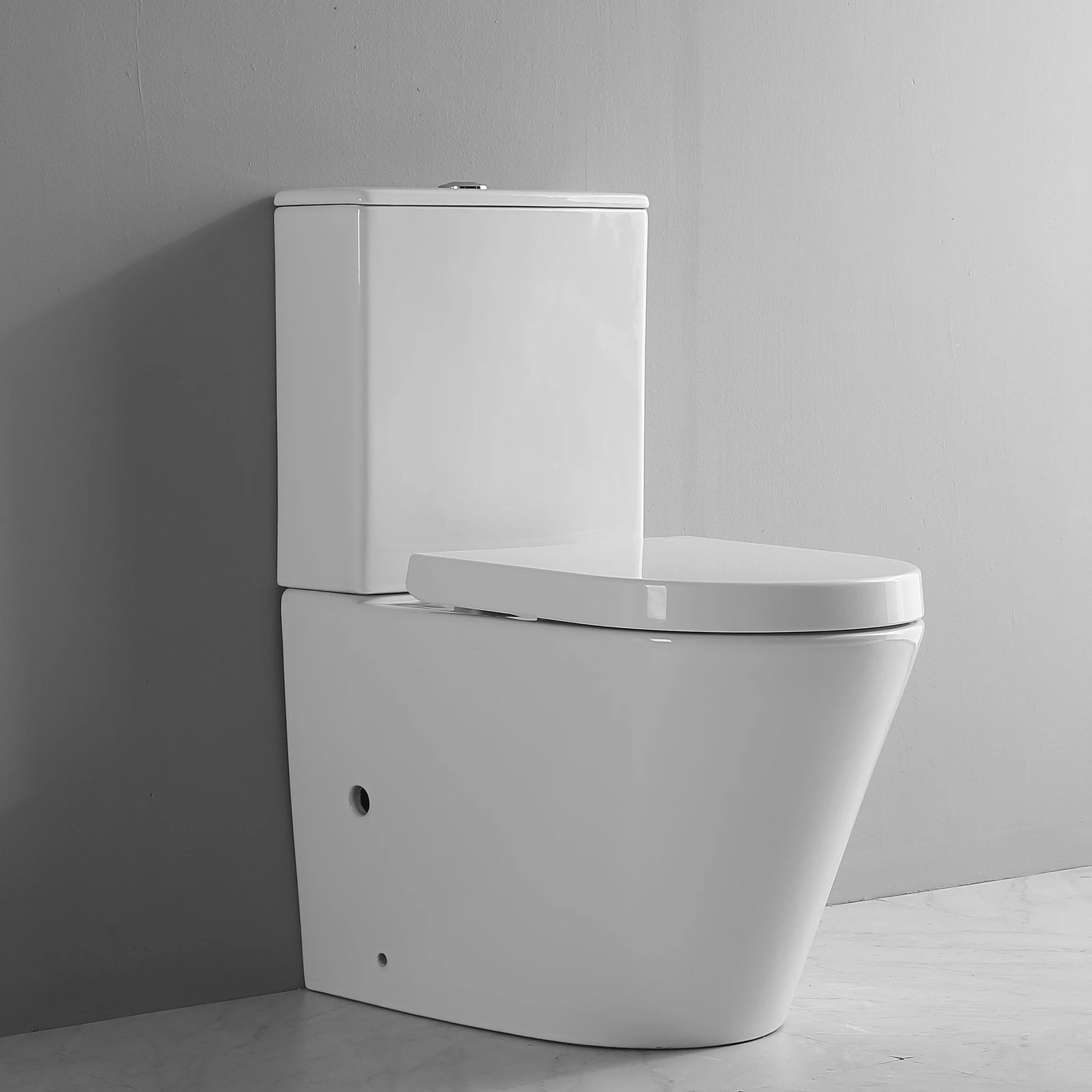 European Hotel Style Sanitary Ware Toilet Comfort Height Floor Mounted Rimless Ptrap Dual Flush