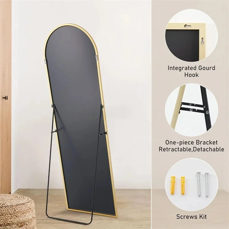 product luxury full body dressing wall mirror modern arched aluminum alloy framed standing bedroom bathroom mirror home decor-4