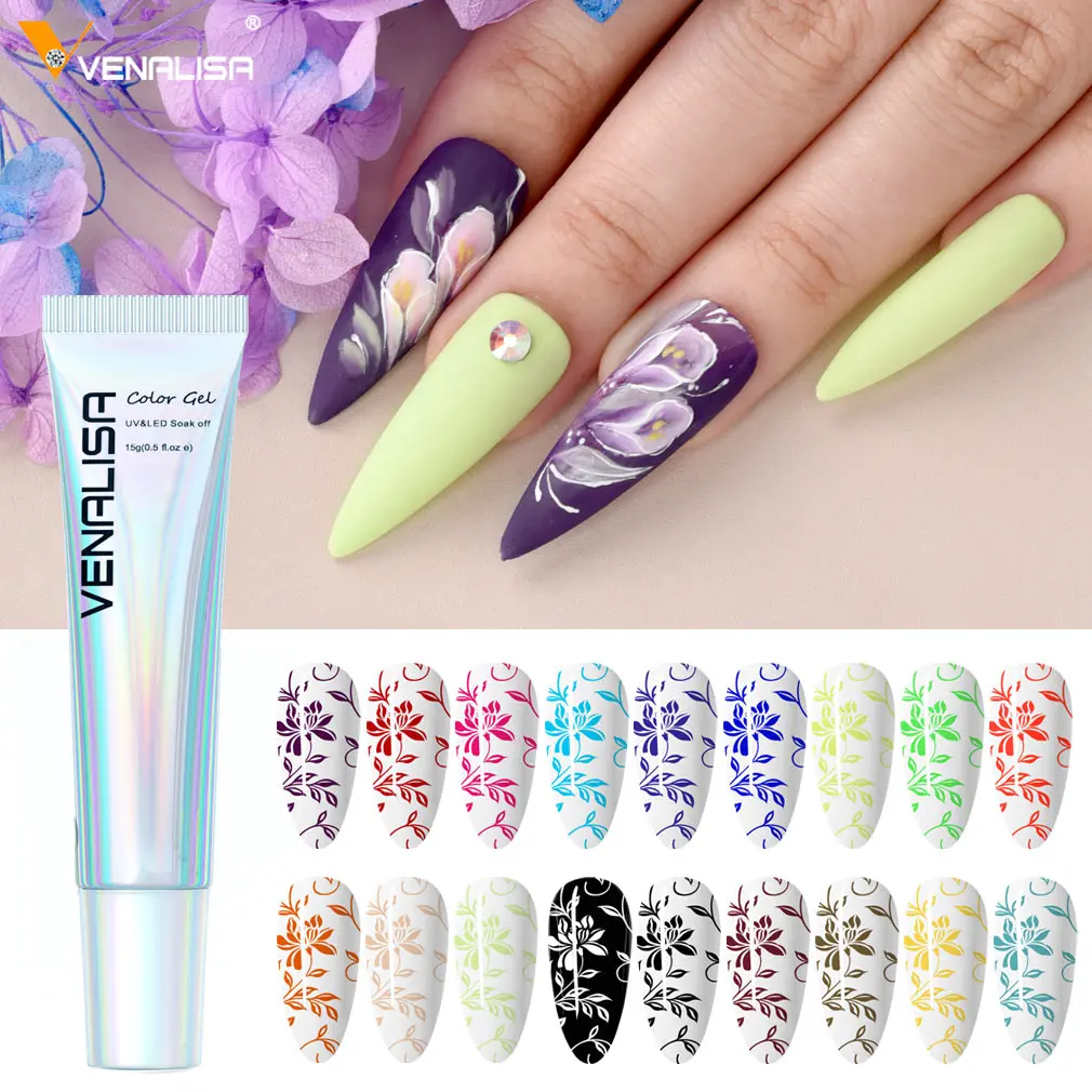 Venalisa Free Sample 15ml 18 Colors Nail Stamping Gel Polish Soak Off