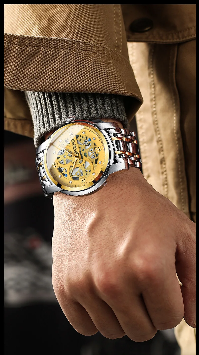 Binbond 6656 Popular Men's Quartz Watches 3ATM Waterproof Week Auto Date High Quality Watch Fashion Luminous Hands Wristwatches
