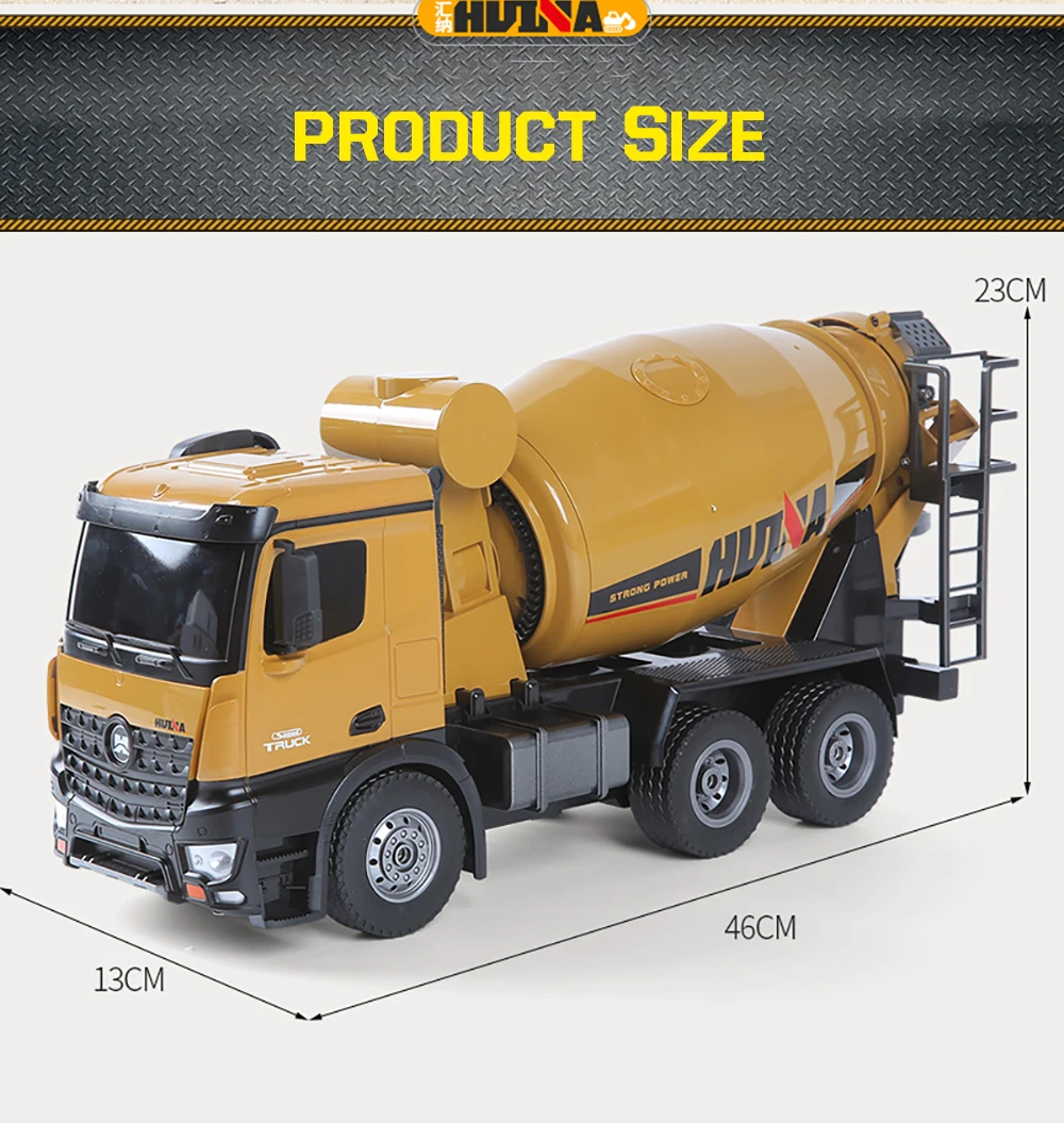 HOSHI HUINA 1574 1:14 RC Truck Tractor Engineering Car 2.4GHz Remote Control Car 10CH RC Mixer Trucks Toys Boys