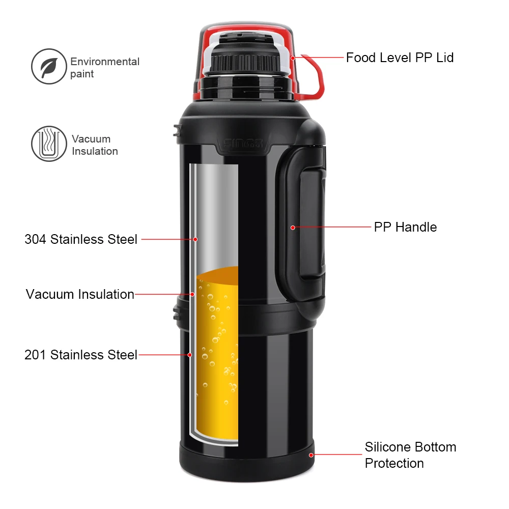 OKADI Large Coffee Thermoses for Travel - Insulated Water Jug 85oz Classic  Vacuum Bottle with Plastic Cup - Stainless Steel Water Bottle for Hiking