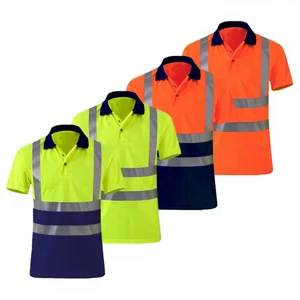 EN20471 Custom High Visibility Workwear Short Sleeve Reflective Safety Uniform Construction Hi Vis Polyester T-Shirt