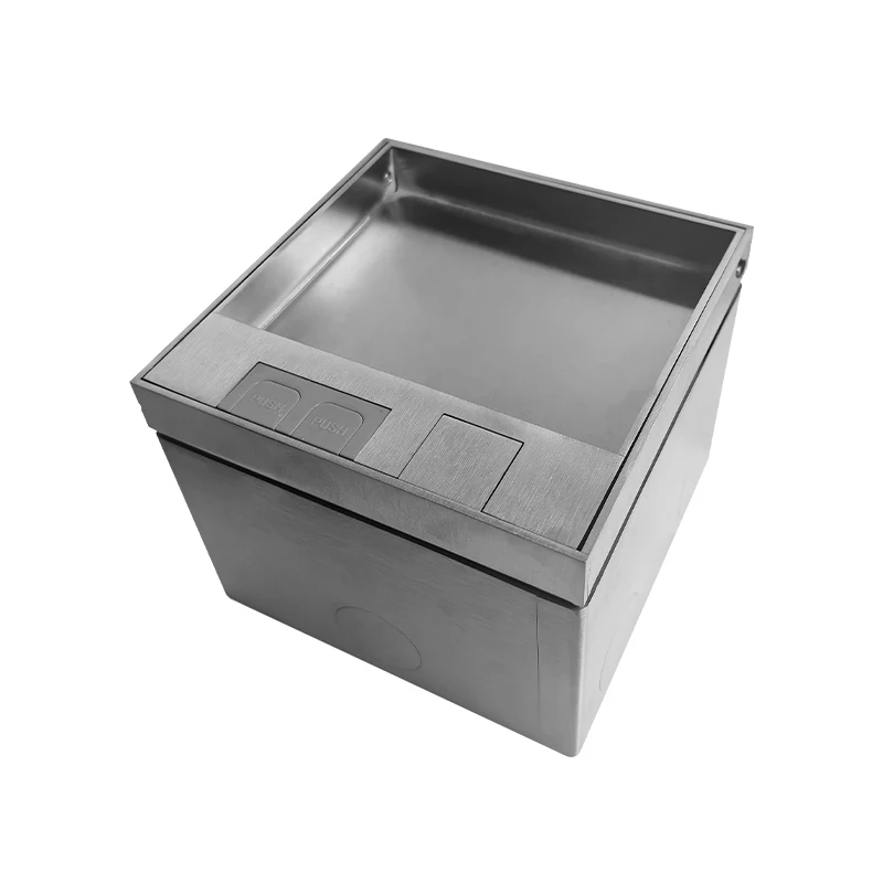 ZDR-110B Recessed Single UK British Floor Socket Stainless Steel Data Cat6 Junction Box Electrical Outlet Hidden Floor Box