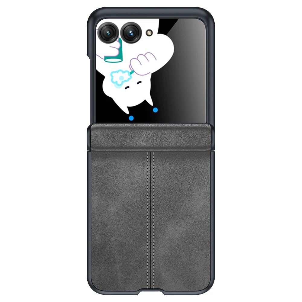 For Motorola Razr 50 Phone Case Luxury Leather Hinge Protection With Tempered Film Phone Cover for Moto Razr50