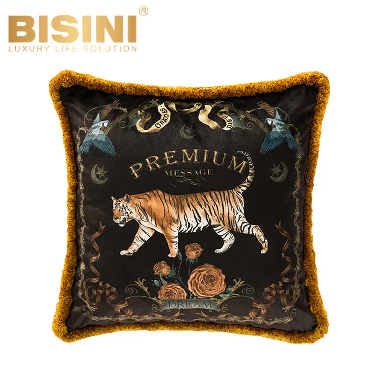Bisini Luxury American Style Animal Tiger Rose Pillows Ins Retro Office  Sofa Cushion Master Bedroom Headrest - Buy European-style Black New Fashion  Animal Bed Cushions Custom Pillow Cover,Italy Style Living Room Decorative