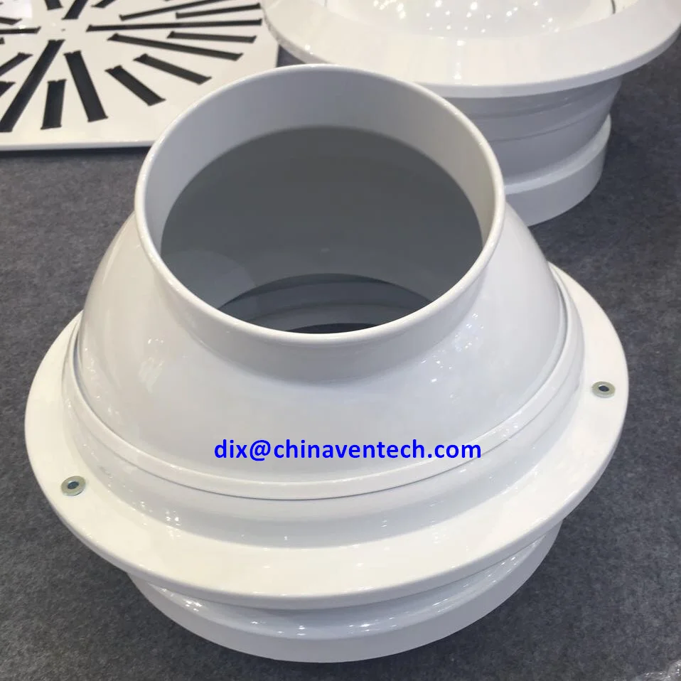 Hvac air conditioner flexible duct connecting supply air round ceiling jet diffuser