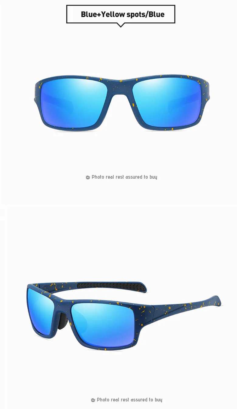 2024 Windproof Pc Square Riding Glasses Cycling Biking Sunglasses Blue