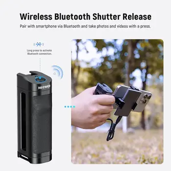 NEEWER Bluetooth Side Handle Shutter Release with 2.2"-3.2"/55-82mm 360 Phone Clamp & SSD Holder, Cold Shoes, 100mAh detail image