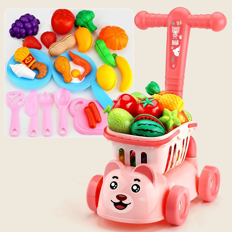 Детская тележка для супермаркета игрушка-тележка игрушки ролевых игр кухонный набор имитация фруктов и