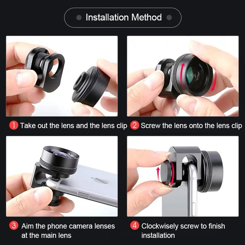 Mobile Phone Wide Angle Telephoto Macro Lens 180 Fisheye Lens 4in1 Cell Phone Accessories for Photography