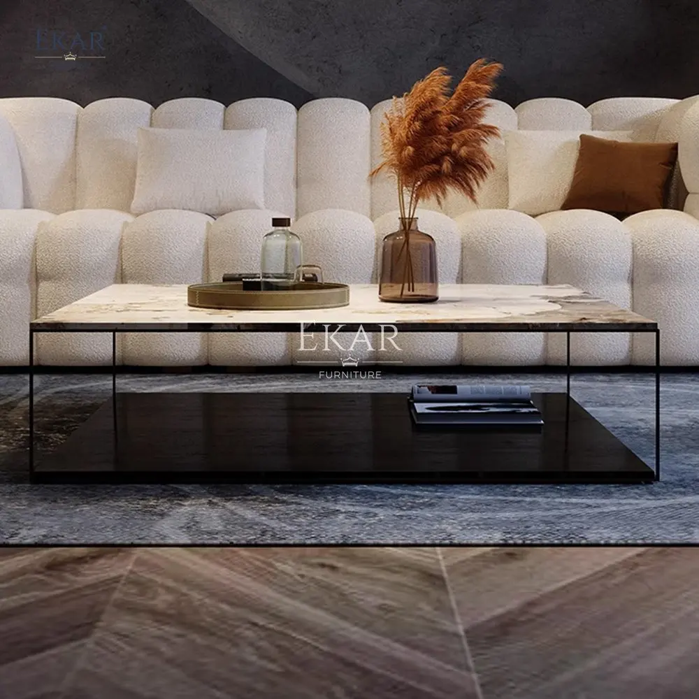 product modern venetian brown matte marble coffee table elegant wooden home furniture for living room school apartment284-64