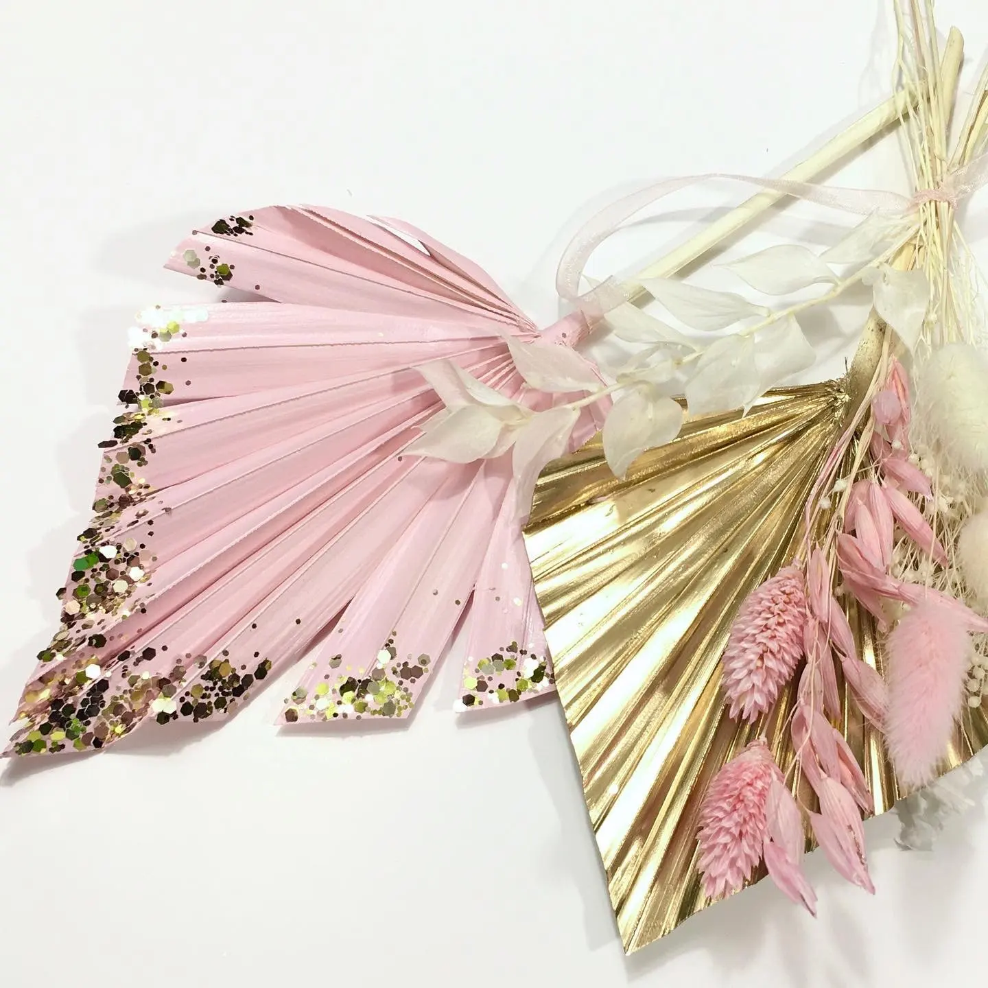 Every Love PALM SPEAR TOPPER for Cake Dried Flowers for Cake Gold Pink Cake Decoration Glitter Palm Spear Pink Gold Bouquet