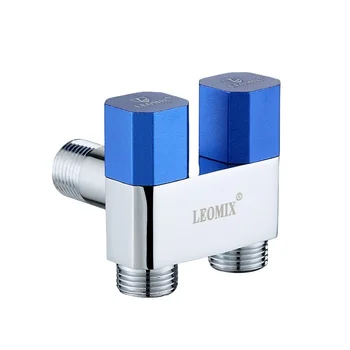 302g LEOMIX   brass body  double  outlet  brass cartridge  with zinc  alloy handle  angle valve