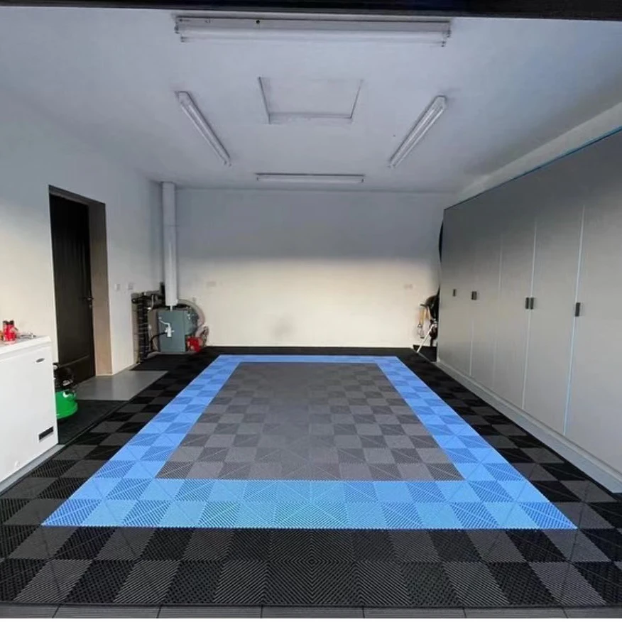 Interlocking Plastic Garage Floor Tiles with Vented Drainage | Heavy-Duty PP Grate Panels for Car Wash & Parking Areas