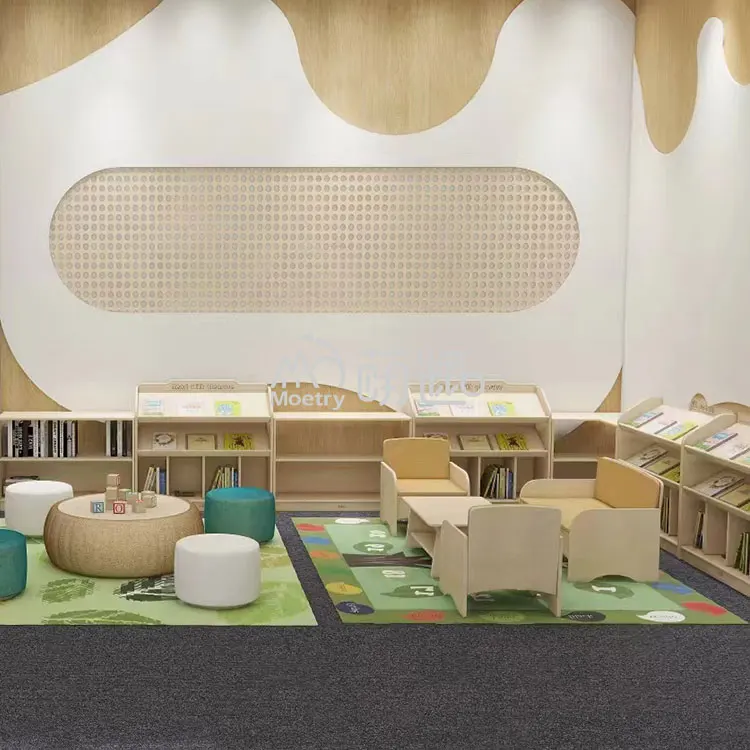 Moetry Modern Design Children's Library Solid Wood Bookshelves Reading ...