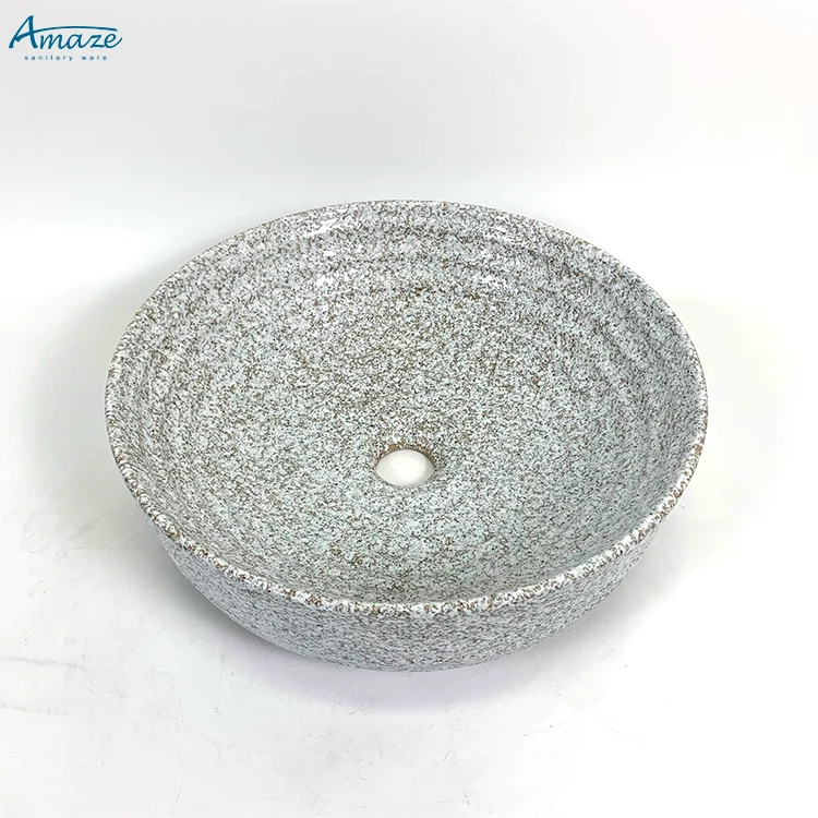 High quality artificial stone bathroom vanity sink countertop washbasin round wash hand basin manufacture