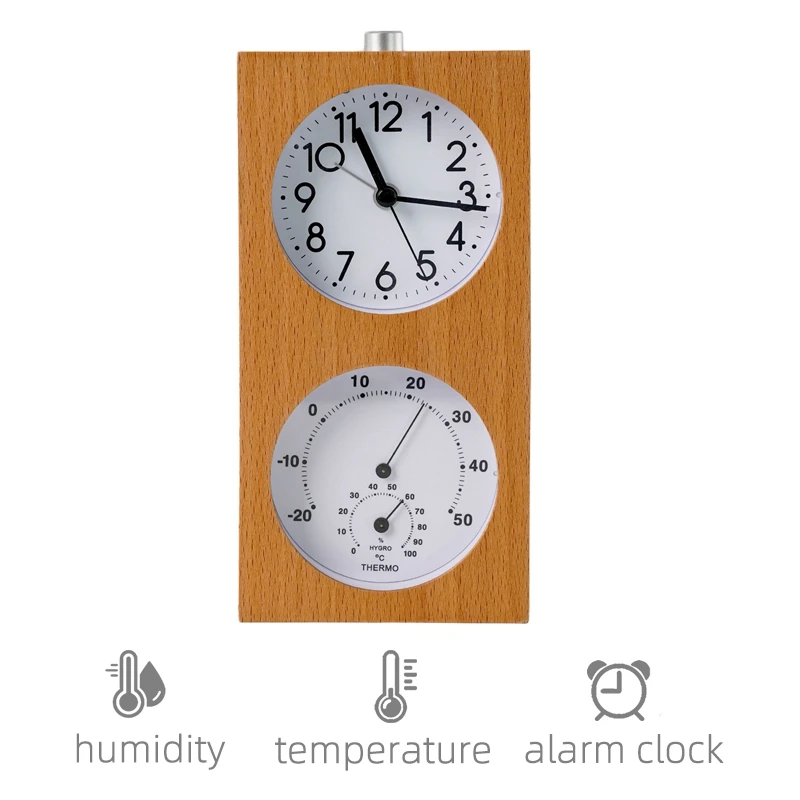 Handcrafted Custom Solid Wood Metal Clock Nursery Temperature Humidity Detection Silent Snooze Luminous Children Alarm Clock
