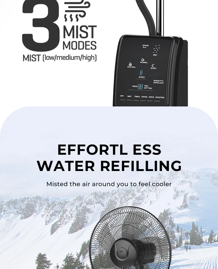 Water Cooling Mist Fan, 16-Inch, Plastic - detail 16