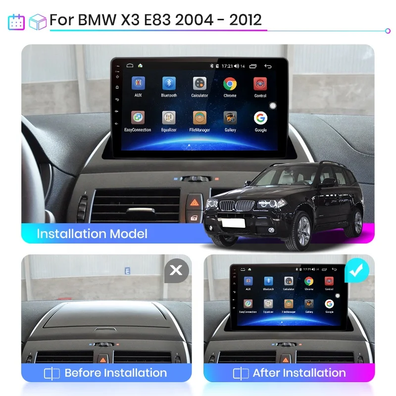 Autoradio Android 13 Pour BMW X3 E83 2004-2012 - 9 Pouces, 1+32G, GPS, Bluetooth, Caméra Recul Incluse