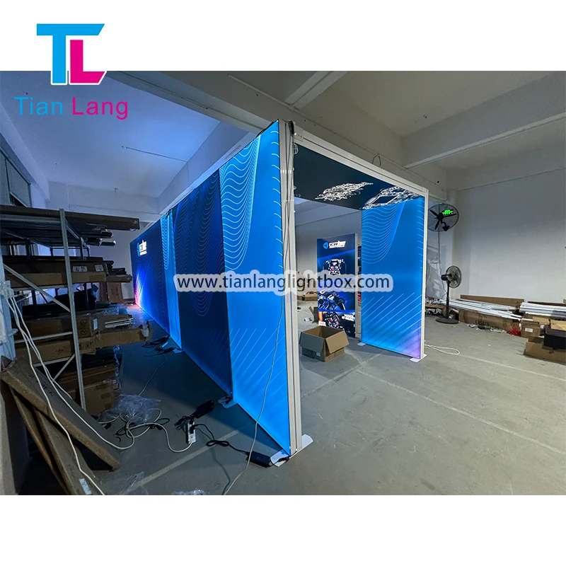 TianLang kaubandusnäidused Alumiumikant valgustatud kaubandusnäitus pingepüüdse näituse reklaam LED valgustatud lohkid