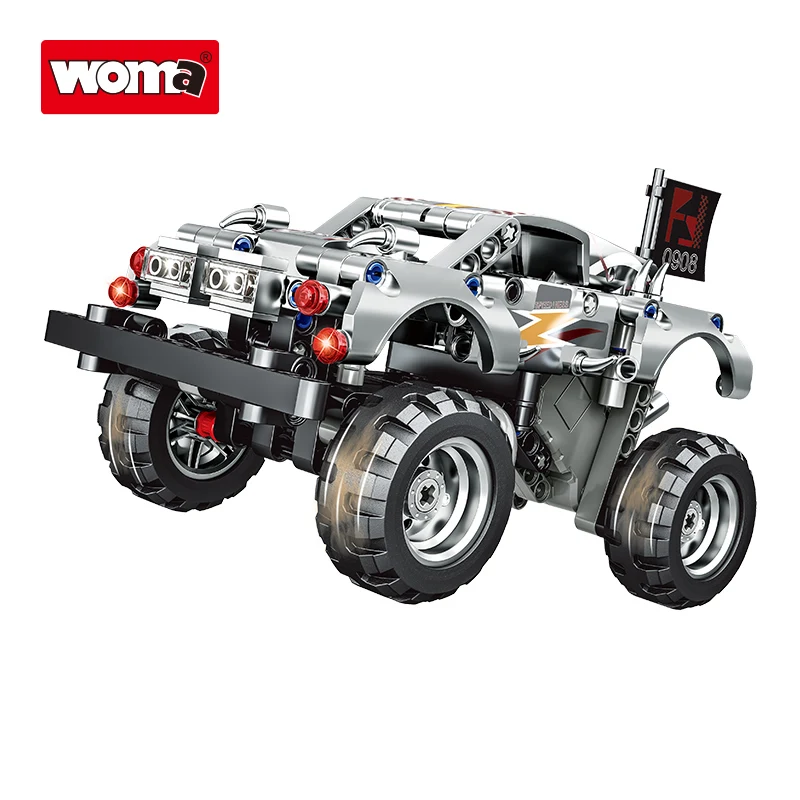 WOMA TOYS Factory Customize C0908 STEM Child Birthday Gifts Pull Back Off Road Car Technic Small Brick Building Blocks