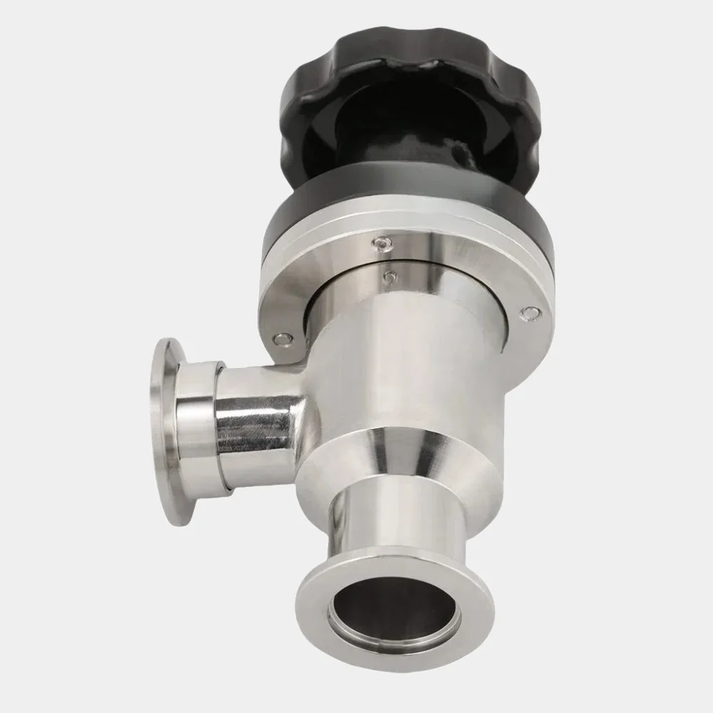 Air Admittance Isolation Valve KF25 304 Bellow High Vacuum Manual Right Angle Corrugated Tube Gas High Temperature