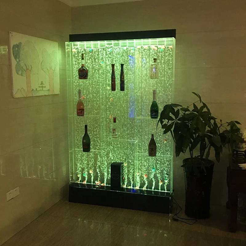 Домашний напольный светодиодный светящийся барный шкаф с водяными пузырьками