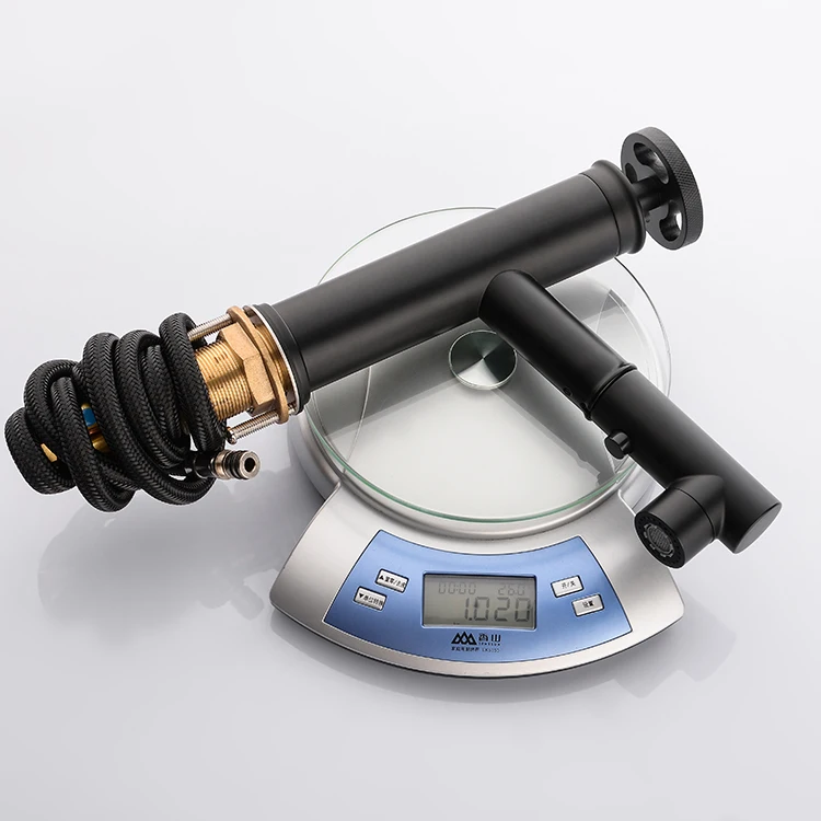 New Design Bathroom Sinks Pull Out Brass Black Basin Faucet