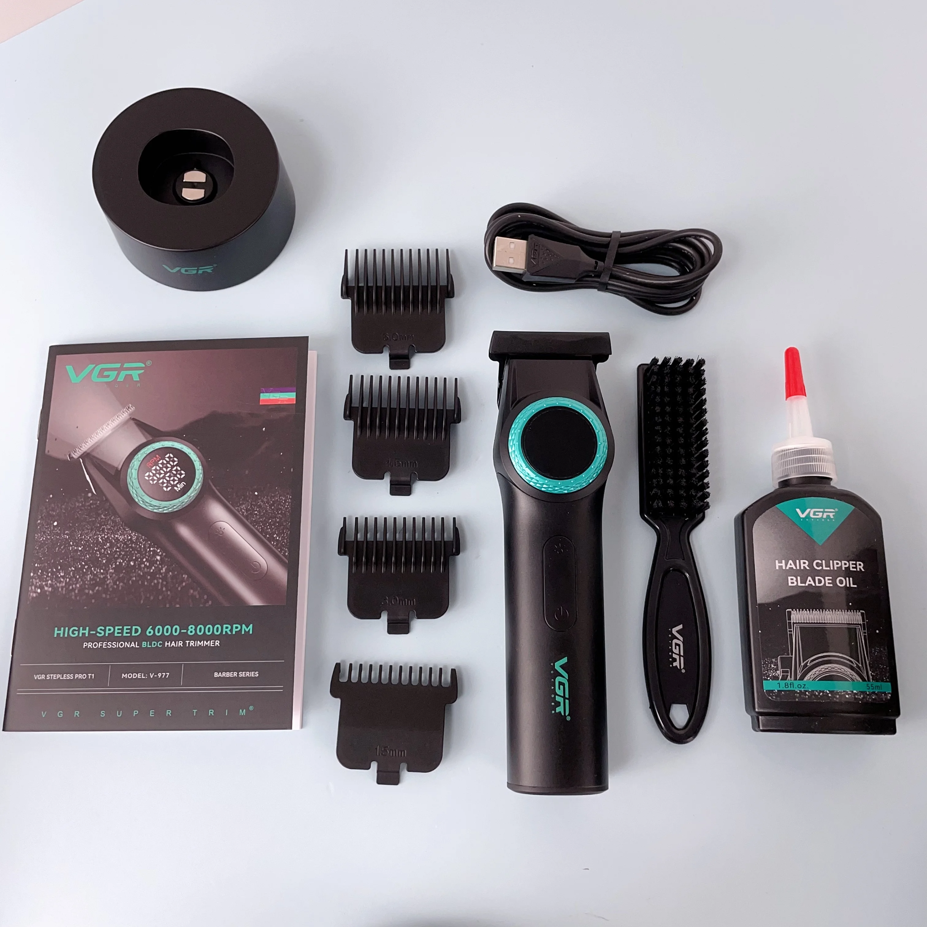VGR V-977 Rechargeable Hair Clipper for Men - 9000RPM Stainless