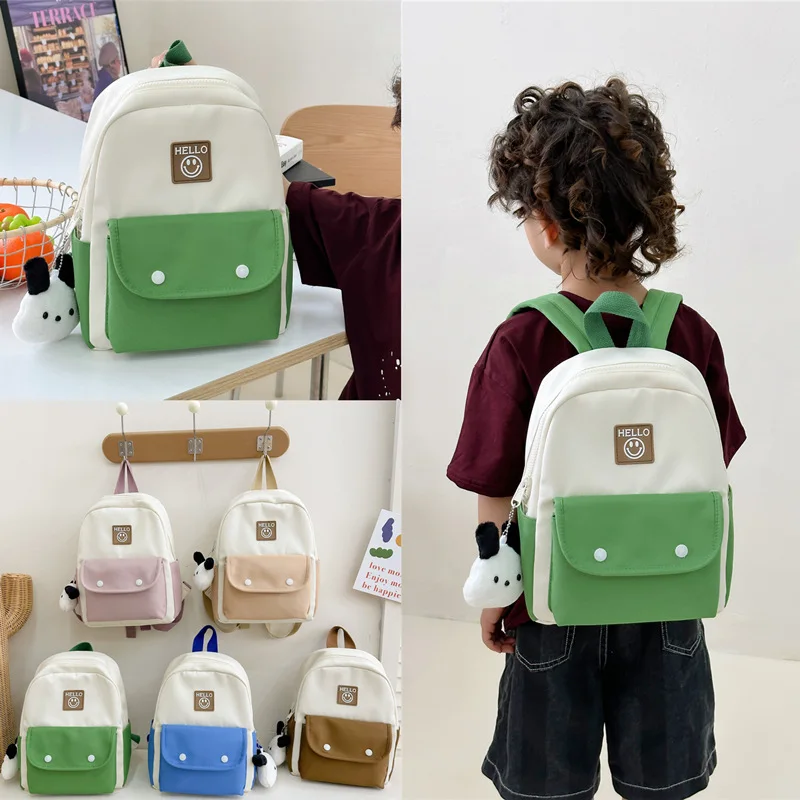 New Children's Kindergarten Schoolbag Boys Microfiber Synthetic Leather Solid Color Chil aperçu 2