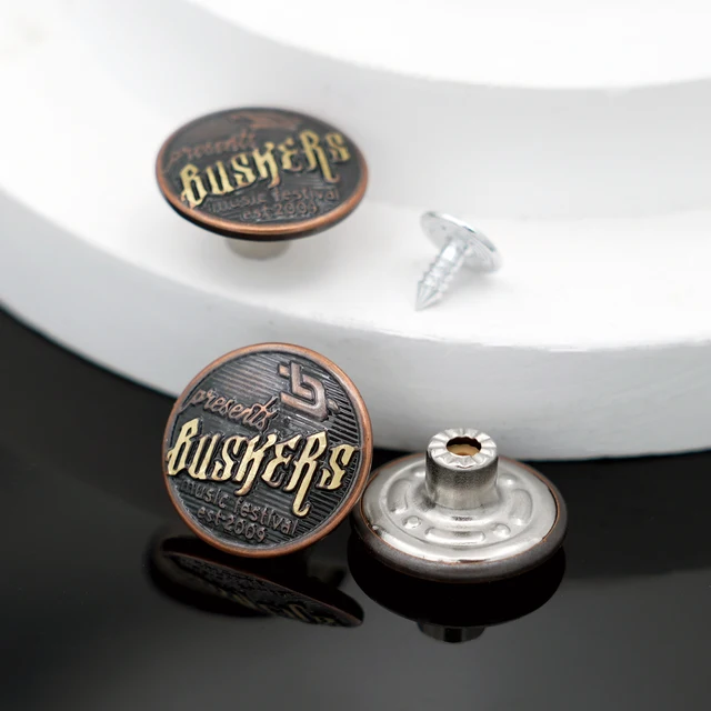 Washable Custom Jeans Rivet Engraved Logo Brass Buttons Stainless Steel Jeans Buttons for Denim Clothes