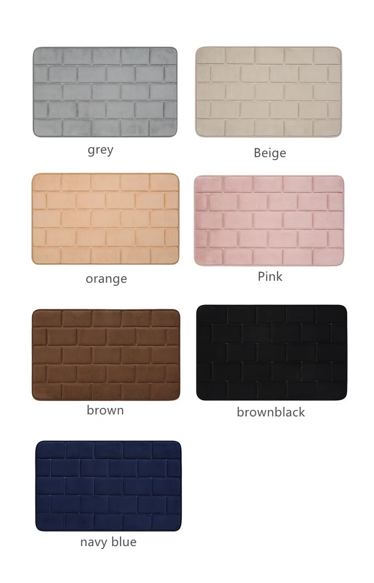 50*80cm Brick Pattern Waterproof Flannel Bath Rug Memory Foam Non Slip Bathroom Bath Rug supplier