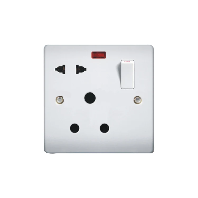 13A 2 Gang MF коммутационная розетка, двойная USB-розетка, электрическая розетка с неоновым и USB-портом