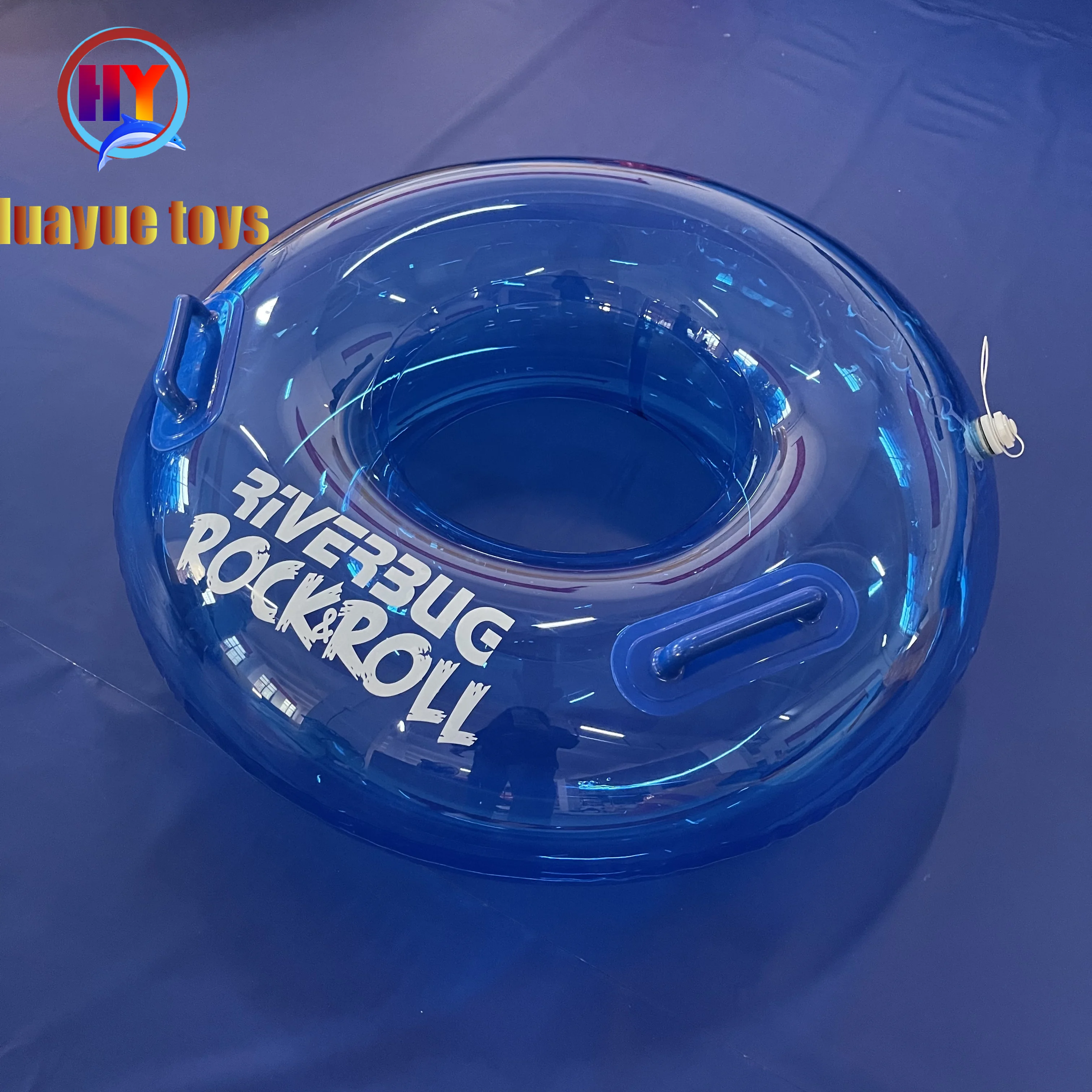 New Design Custom Logo Print Clear Wave Pool Float Lazy River Tube Water Park Blue Inflatable Pool Floating Raft Rider Floaters