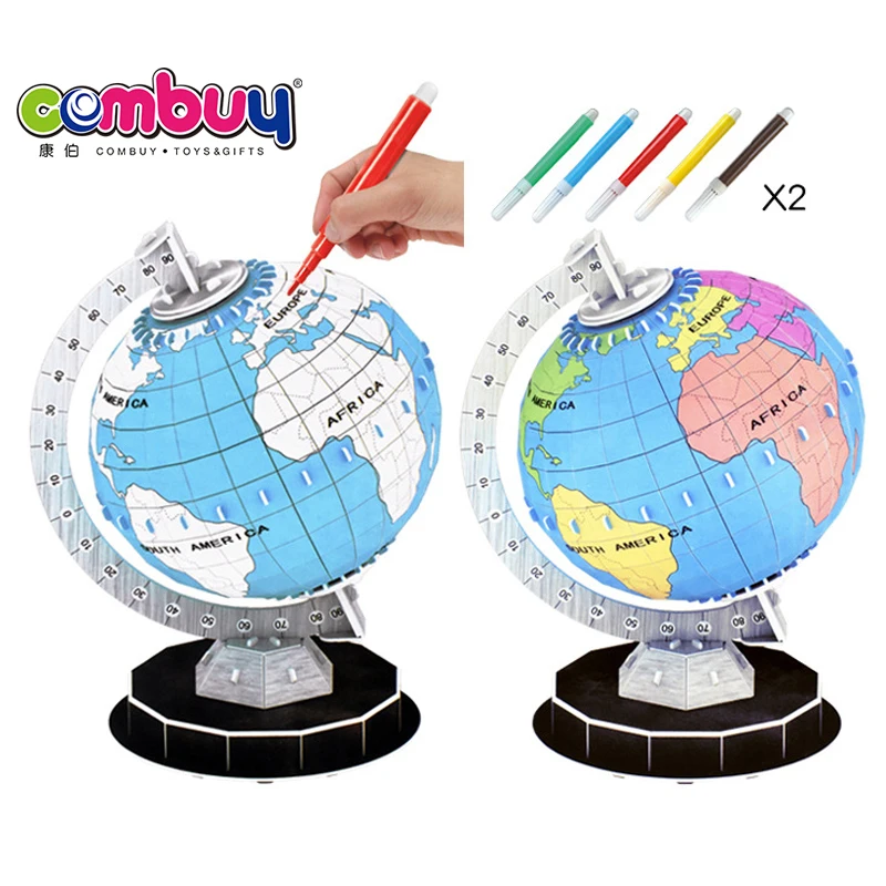 Drawing Colorful Puzzle Globe Model Kids 3d Painting Paper with Pen