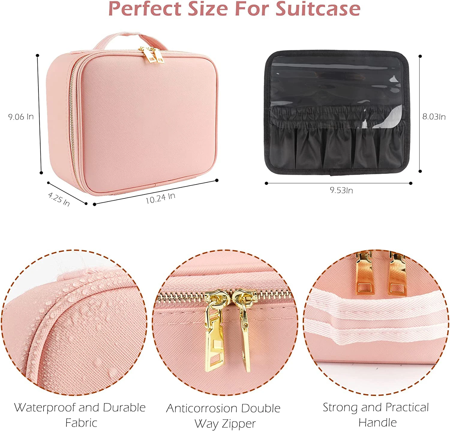 Huge Capacity Travel Makeup Bag with Lighted Mirror, Upgrade Large Makeup  Case Cosmetic Train Case Professional Waterproof Cosmetic Artist Organizer