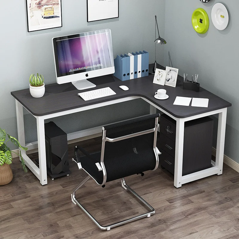 Modern Multi-colour Customised Standing Office Corner Desk L-Shape Eco-friendly Solid Wood Panel Writing Desk